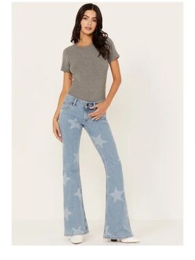WRANGLER RETRO MID RISE MAE BLUE JEANS Womens Stars stretch Sz 30 x 32 NEW